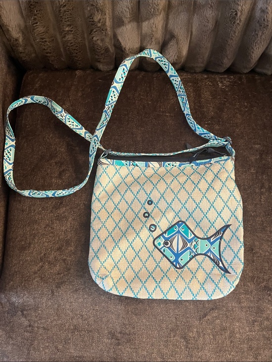 Vera Bradley Handbags - Vera Bradley Teal and Blue Fish Motif Crossbody Bag